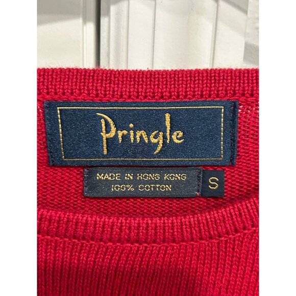 Vintage Pringle Argyle Crewneck Pullover Sweater Red Green Sz Small Knitwear - Picture 5 of 10